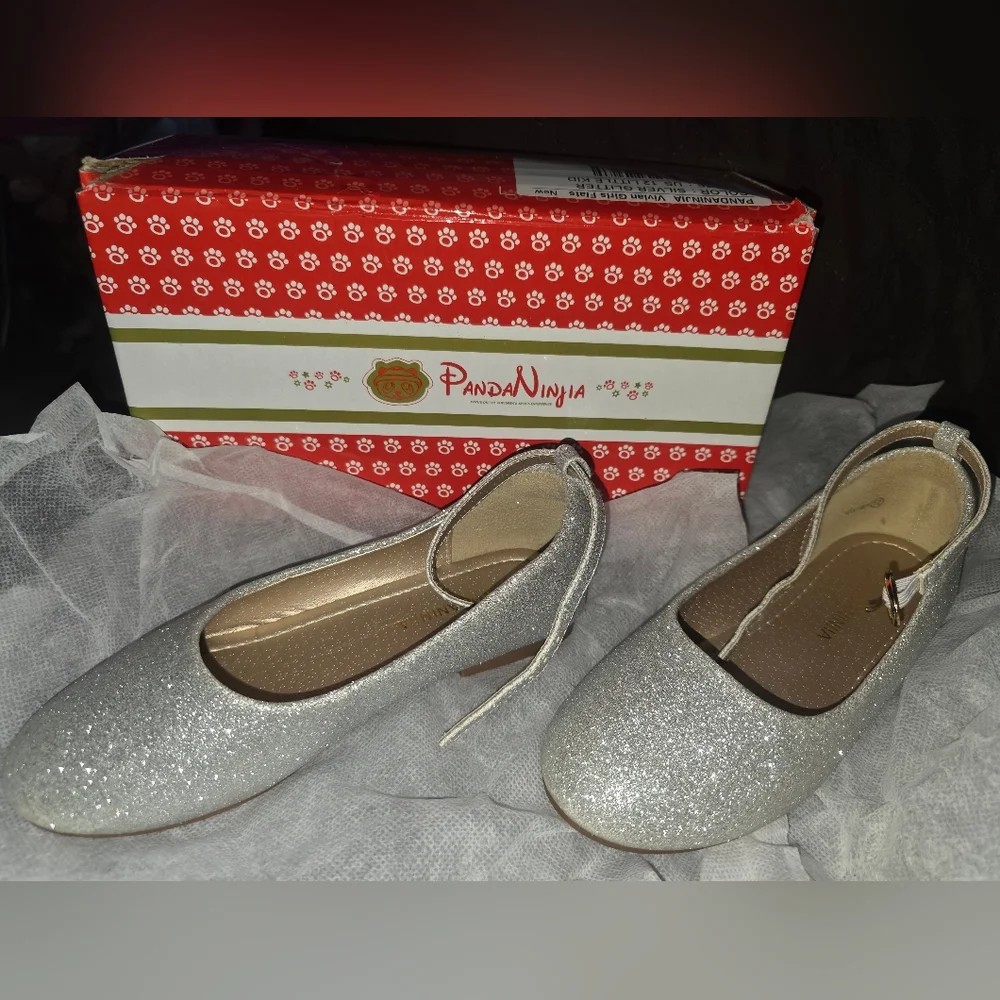 Silver Glitter Ballet Flats for Women